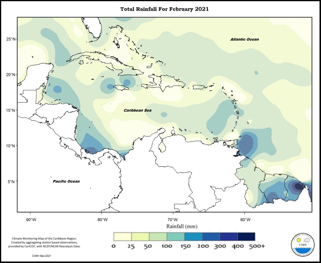 Monthly Rainfall February 2021 Caribbean Regional Climate Centre